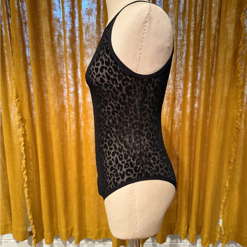 Black Leopard Print Women's Bodysuit - Picture 2 of 5